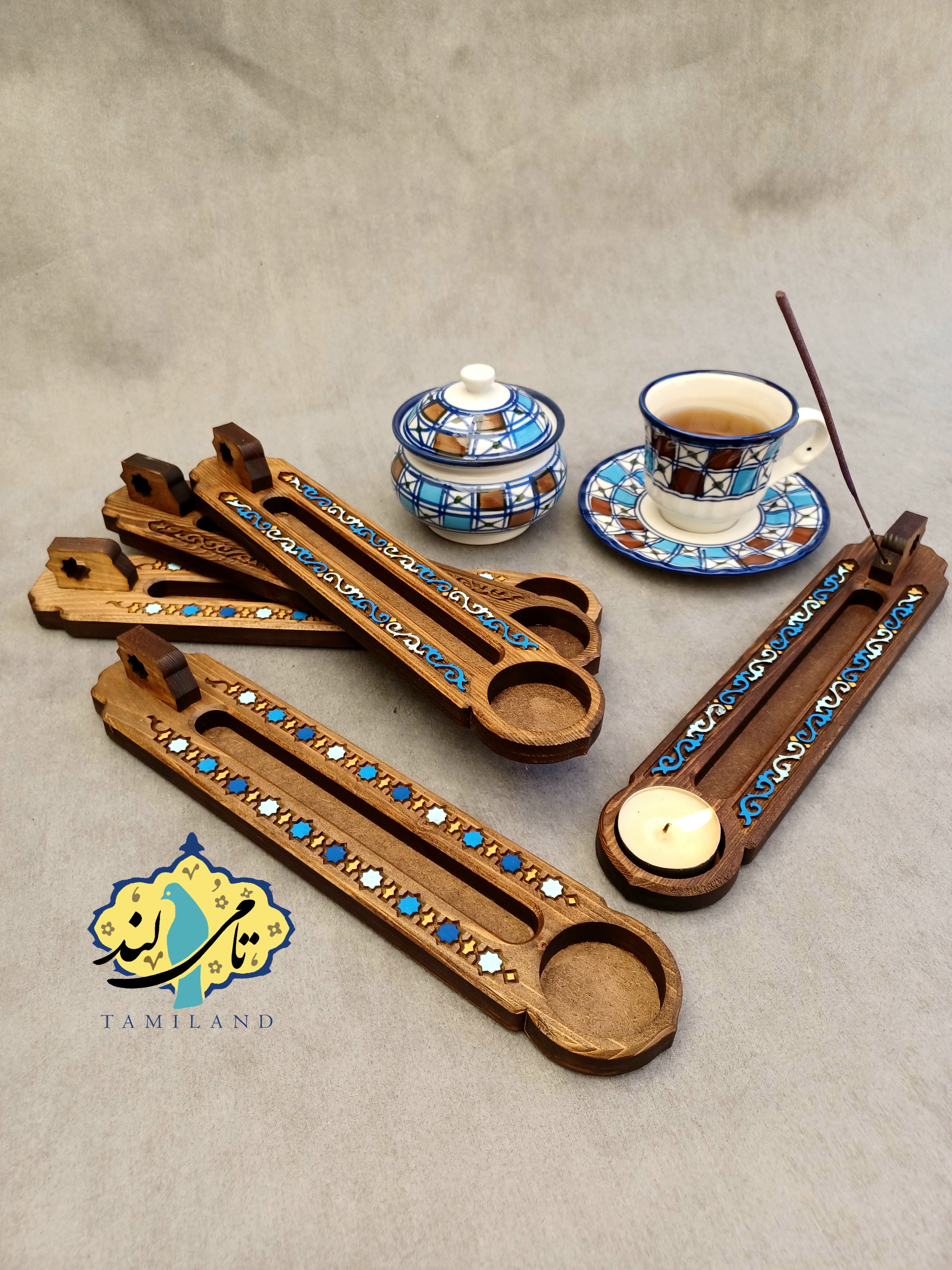 جاشمعی-عودسوز منبت دراز چوب طبیعی تام لند